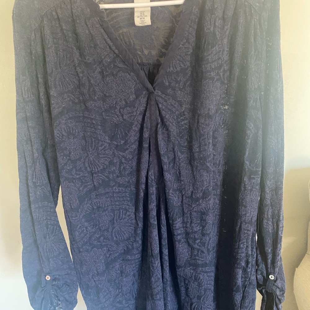 H&M Navy Textured Blouse